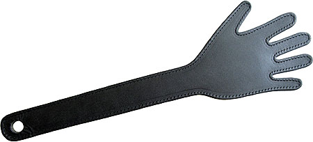 Paddle en cuir surpiqué en forme de main