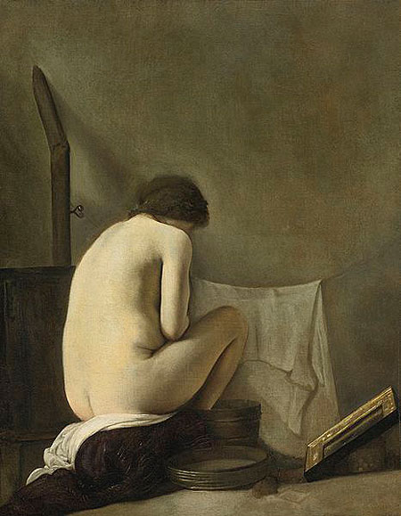 Seated Nude Bathing by a Stove - Paulus Bor